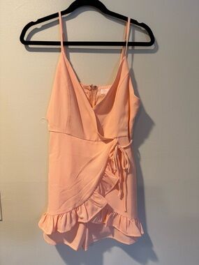 Pink Lily Peach Wrap Romper
